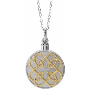 Sterling Silver 14K Yellow Gold-Plated Celtic-Inspired Ash Holder 18" Necklace