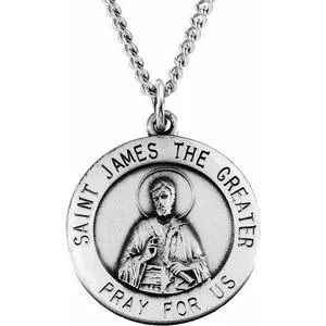 Sterling Silver 18 mm St. James Medal 18" Necklace