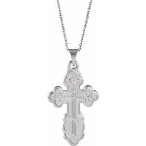 Sterling Silver 19x13 mm Orthodox Cross 18" Necklace
