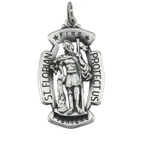 Sterling Silver 33x20.5 mm St. Florian Medal