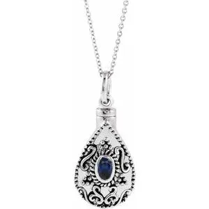 Sterling Silver 6x4 mm Pear September Ash Holder Birthstone 18" Necklace
