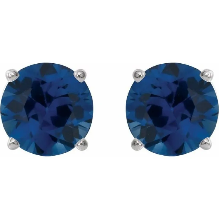 Sterling Silver 7 mm Lab-Grown Blue Sapphire Stud Earrings