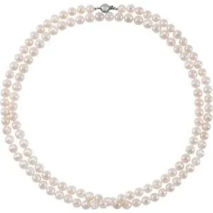 Sterling Silver 8-9 mm Freshwater Cultured Pearl 42" Strand