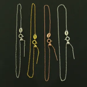 Sterling Silver Adjustable Cable Chain Bracelet - 1.0mm Thick - Choose Your Tone!