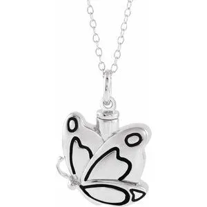 Sterling Silver Butterfly Ash Holder 18" Necklace