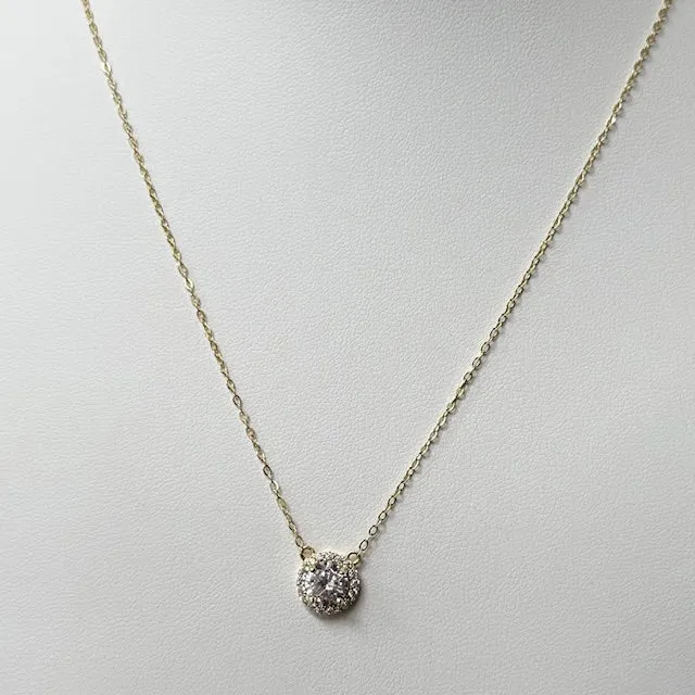 Sterling Silver Circle Crystal Necklace
