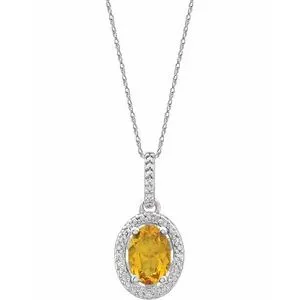 Sterling Silver Citrine & .01 CTW Diamond 18" Necklace