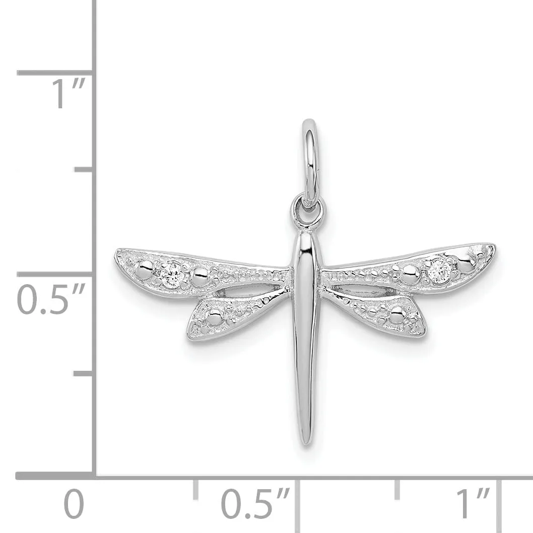 Sterling Silver Cubic Zirconia Dragonfly Charm