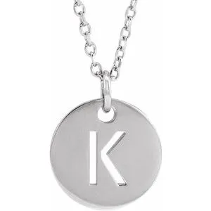 Sterling Silver Initial K 16-18" Necklace