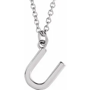 Sterling Silver Initial U Dangle 16" Necklace
