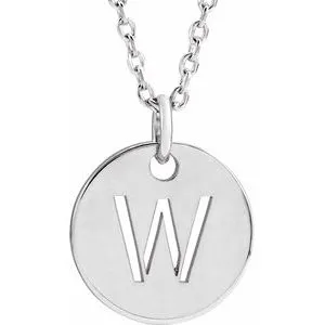 Sterling Silver Initial W 16-18" Necklace