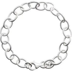 Sterling Silver Knurled Cable 7" Bracelet