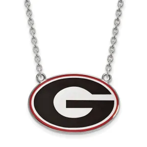 Sterling Silver LogoArt U of Georgia Large Enamel Pendant w/Necklace