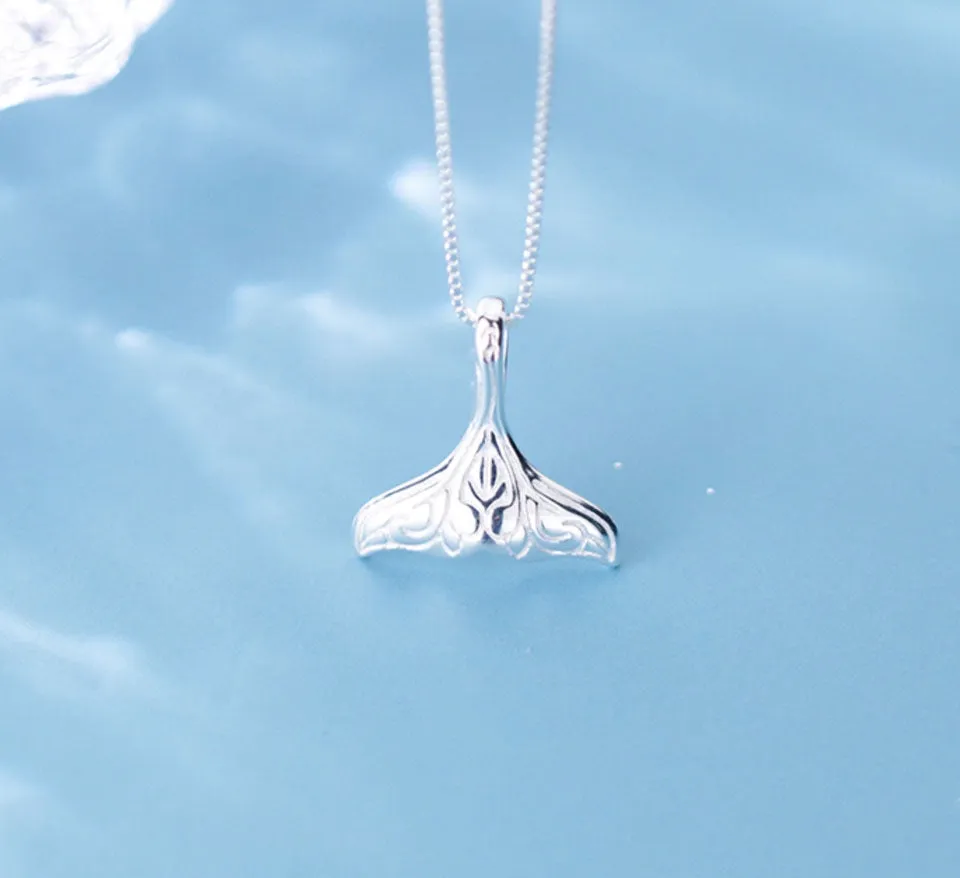 Sterling Silver Necklace - Koru Tattoo Whale Tail