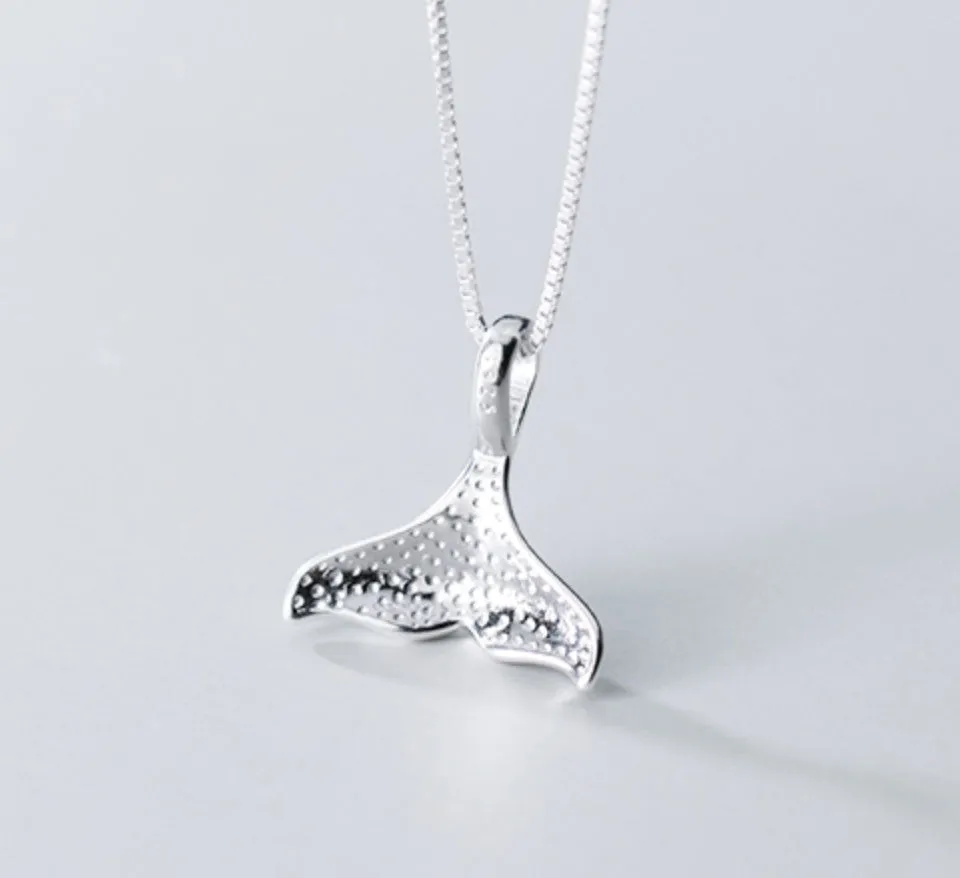 Sterling Silver Necklace - Koru Tattoo Whale Tail