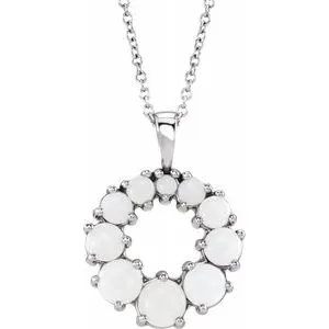 Sterling Silver Opal Halo-Style 18" Necklace