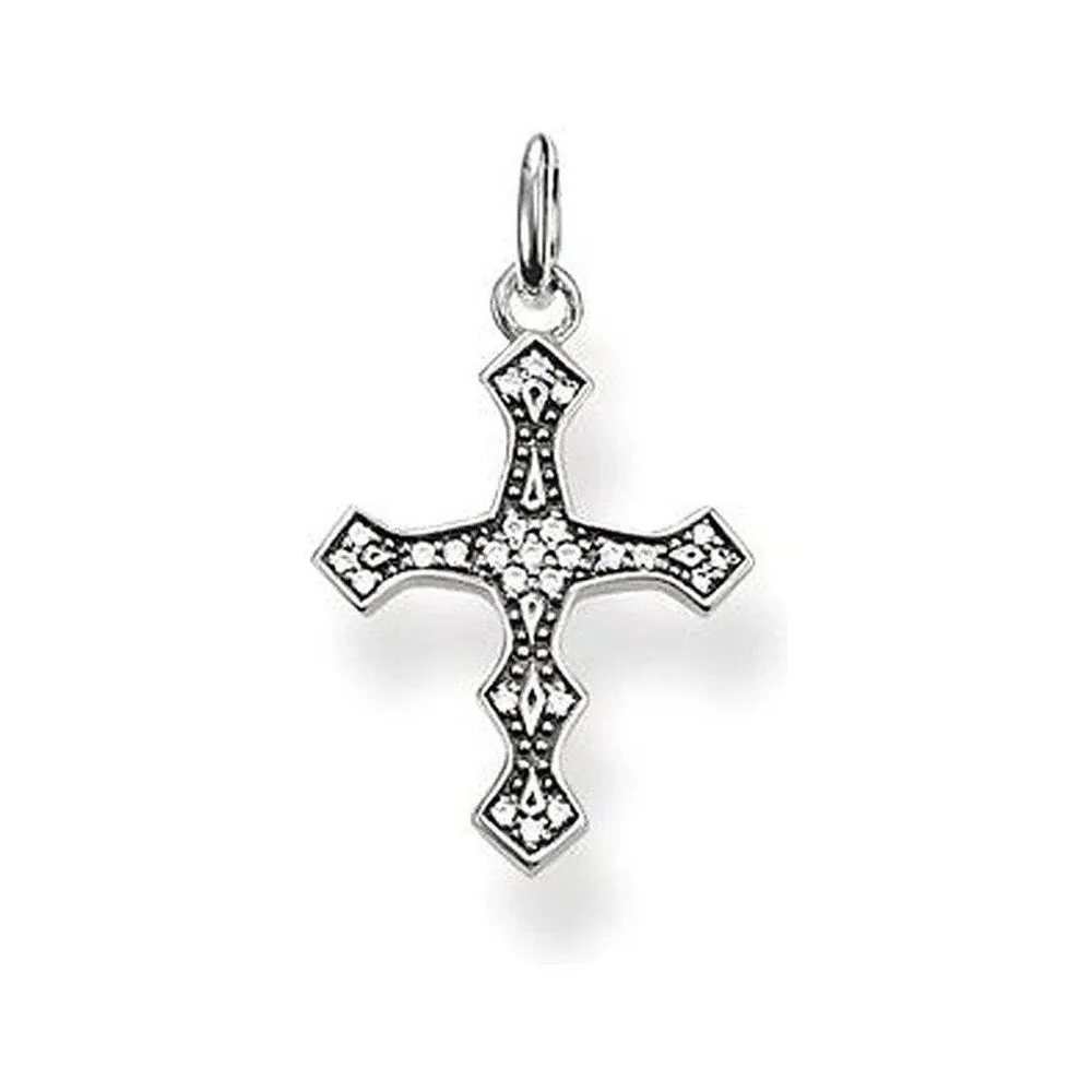 Sterling Silver Pave Cross Pendant