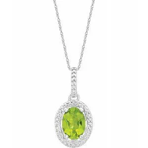 Sterling Silver Peridot & .01 CTW Diamond 18" Necklace