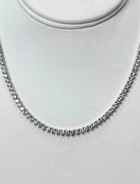 Sterling Silver Platinum Tennis Necklace