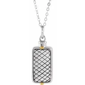 Sterling Silver Rectangle Ash Holder 18" Necklace