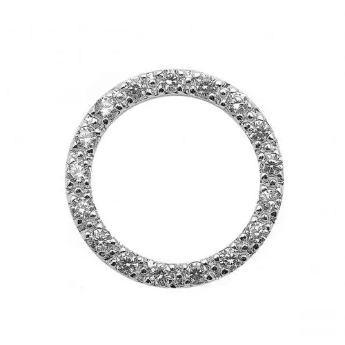 Sterling Silver Rhodium Plated (19mm) CZ Circle of Love Necklace