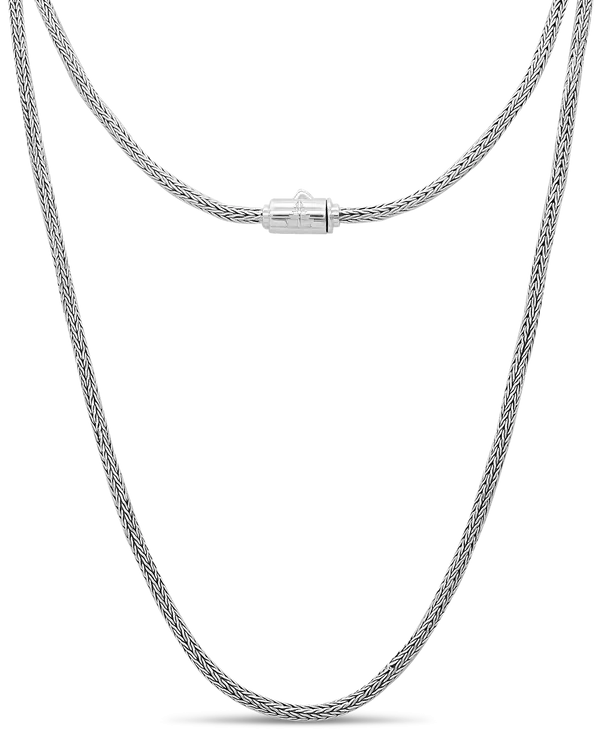 Sterling Silver Round Foxtail Chain Necklace - 2.5mm