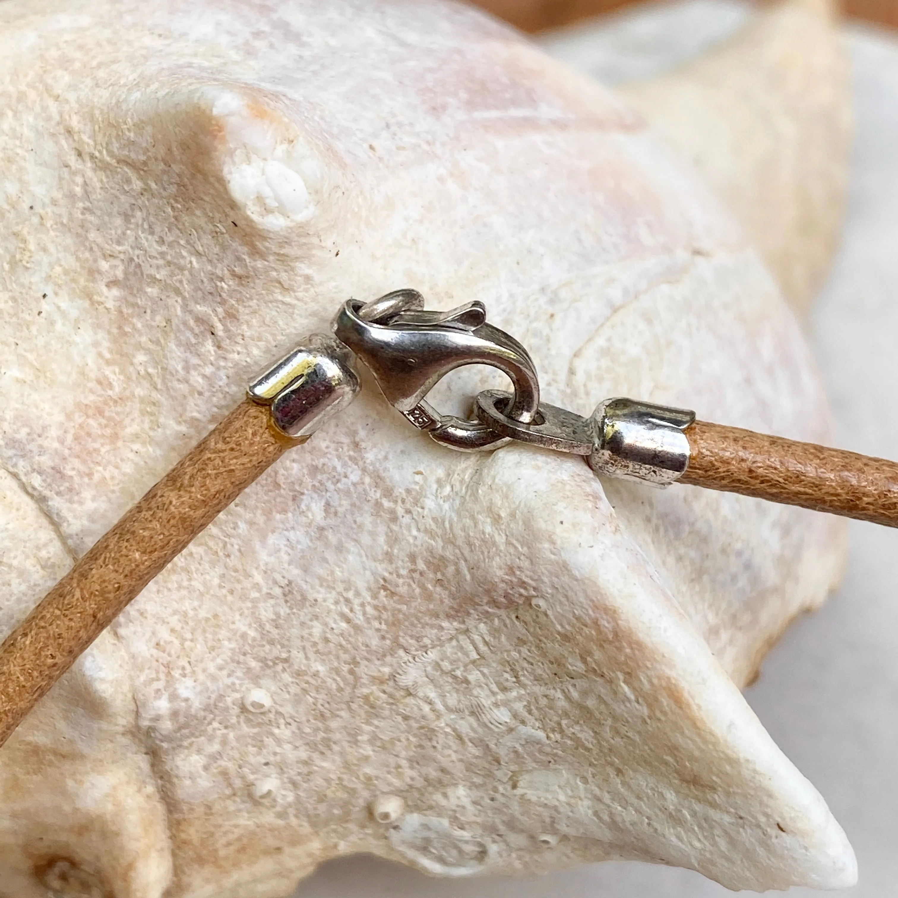 Sterling Silver Tan Brown Leather 3mm Cord Necklace