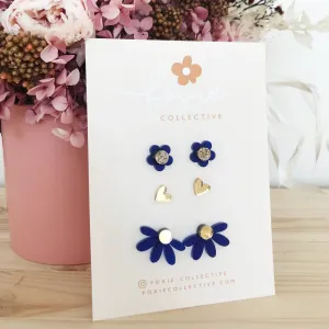 Stud Pack Trio | Frosted Sapphire   Gold