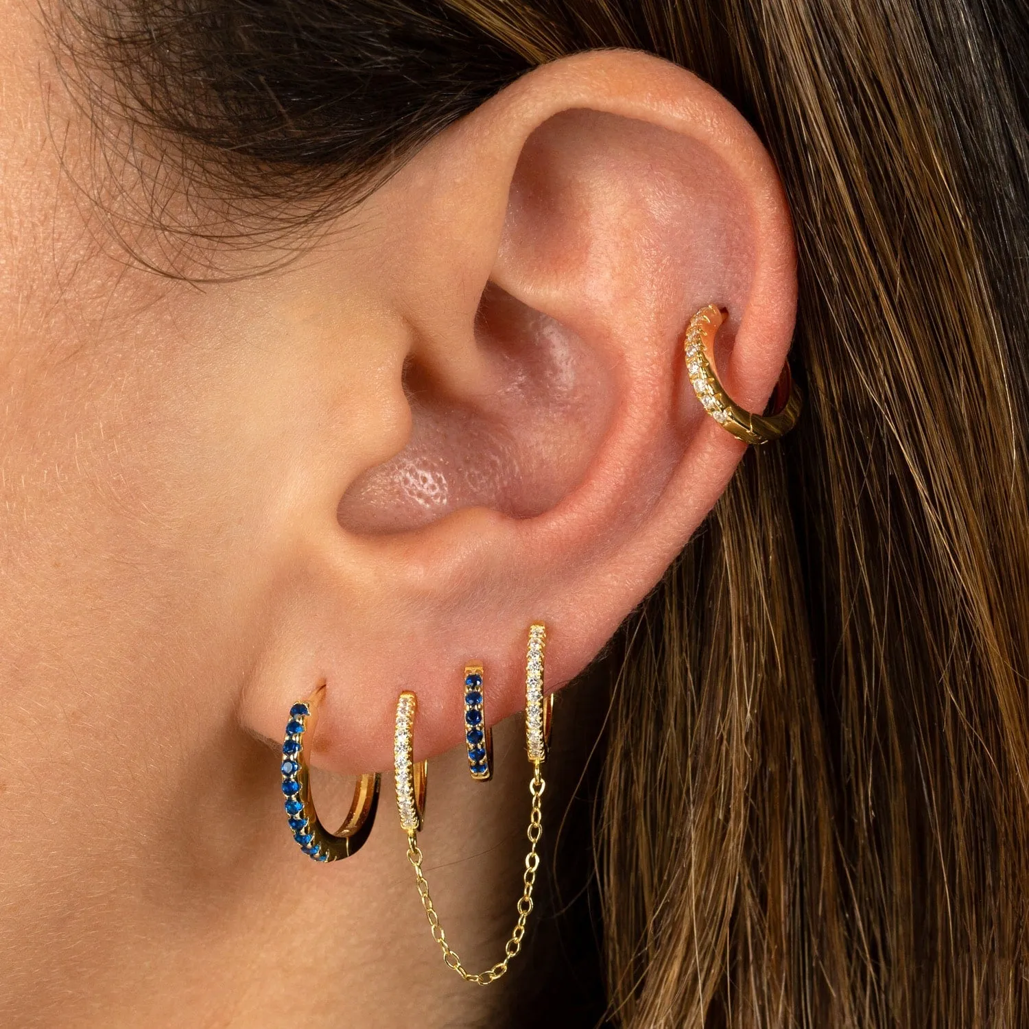 Summer Pavé Colored Huggie Earring