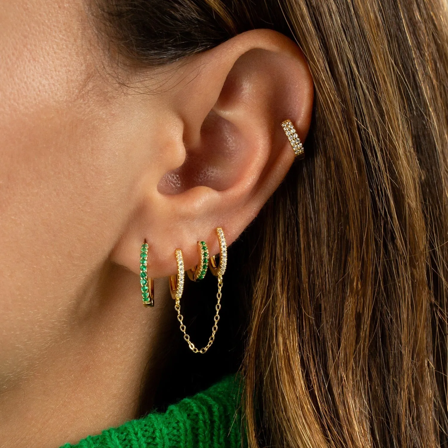 Summer Pavé Colored Huggie Earring