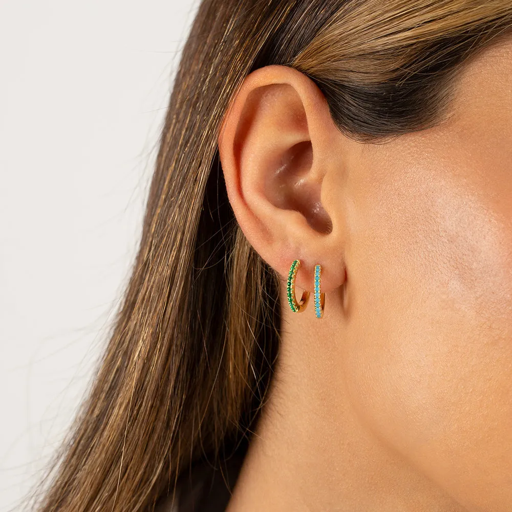 Summer Pavé Colored Huggie Earring