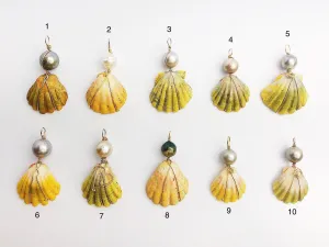 Sunrise Shell Wire and Pearl Pendants from Hawaii - Natural Color - Sunrise Shells - Sunnies (388 No. 1-10)
