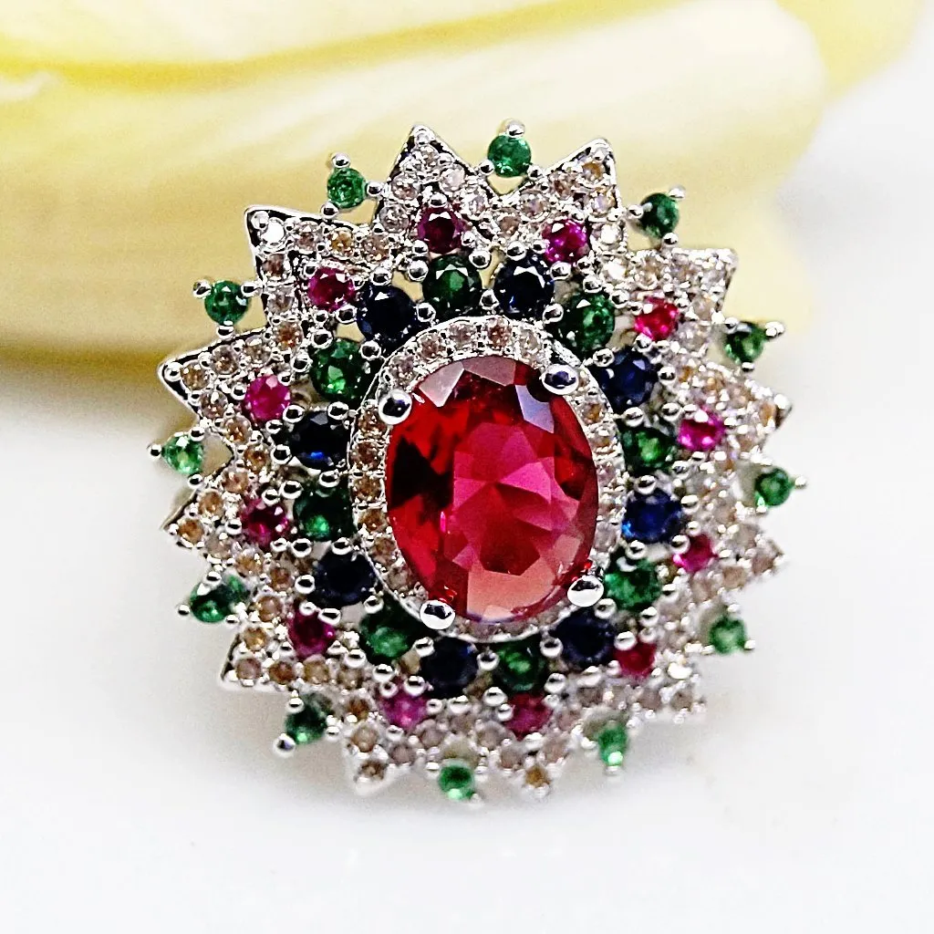 Super Big Multi Colour Ruby Ring