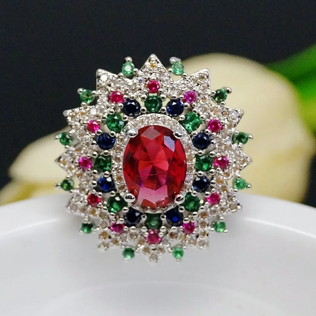 Super Big Multi Colour Ruby Ring