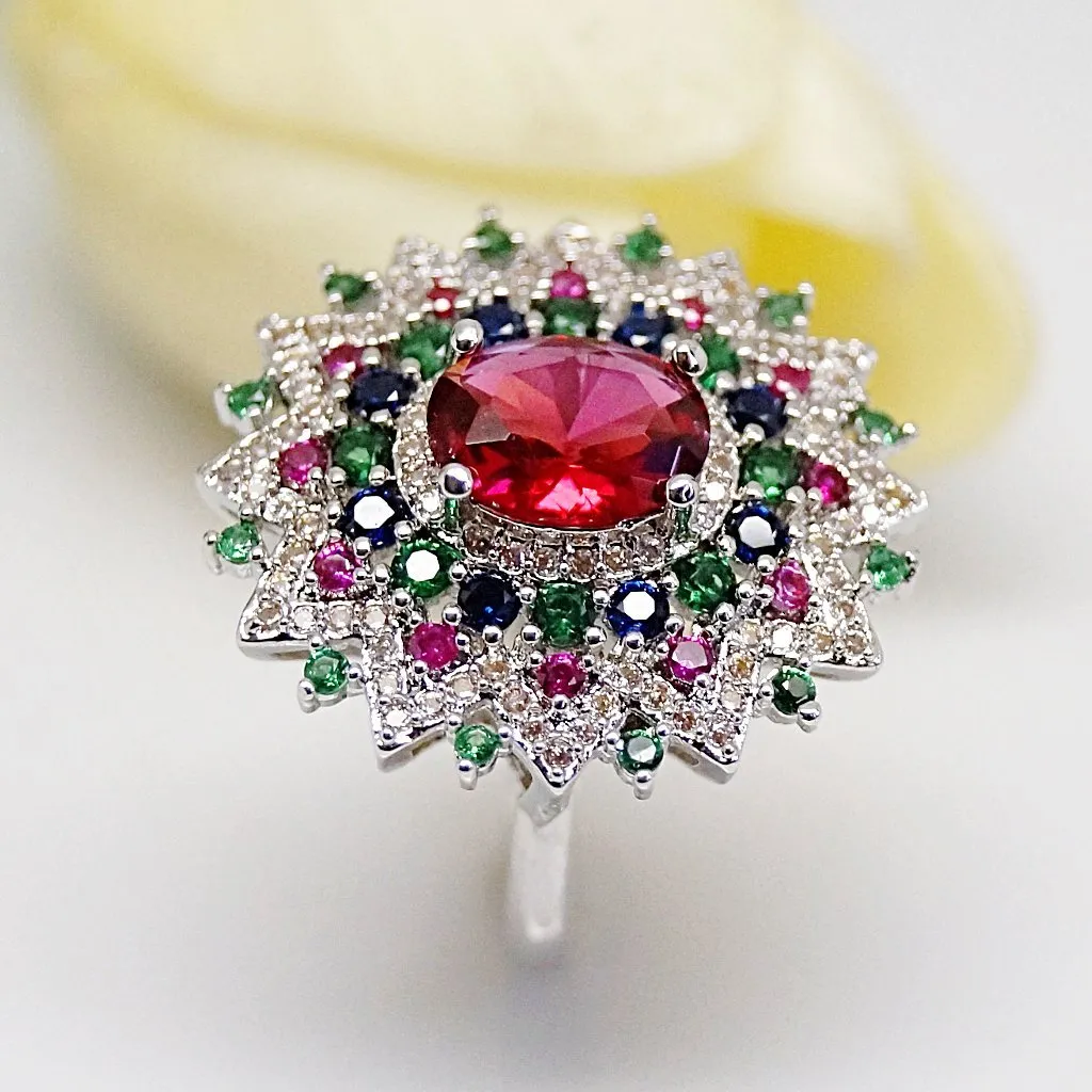 Super Big Multi Colour Ruby Ring