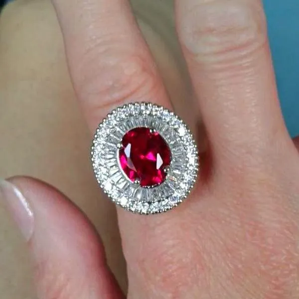 Super Big Ruby and CZ Ring