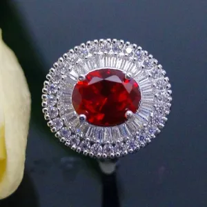 Super Big Ruby and CZ Ring
