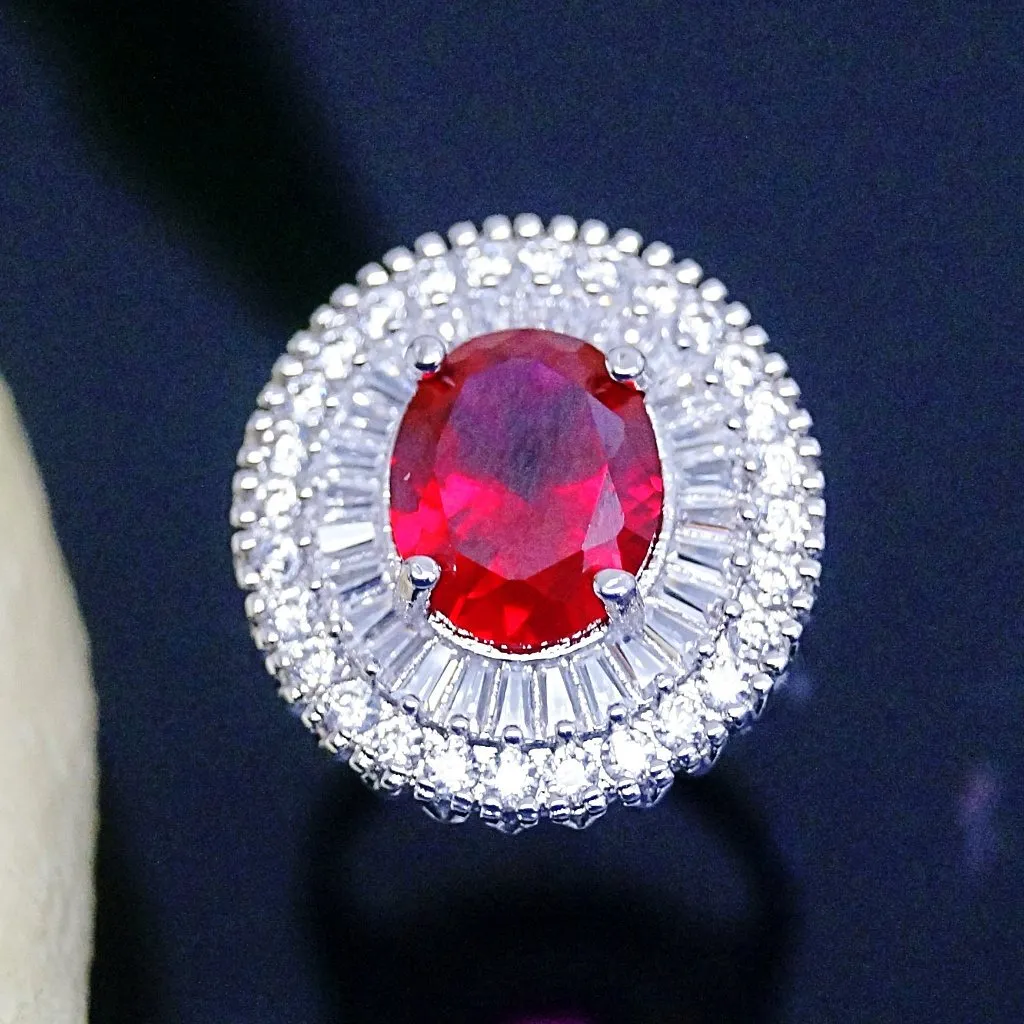 Super Big Ruby and CZ Ring