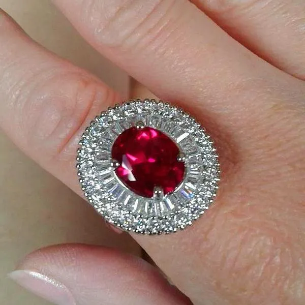 Super Big Ruby and CZ Ring