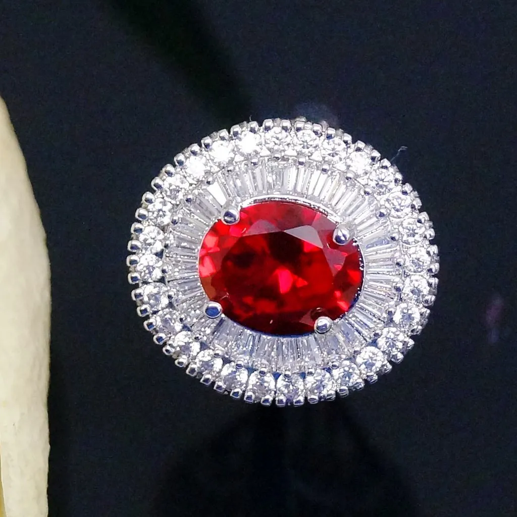 Super Big Ruby and CZ Ring