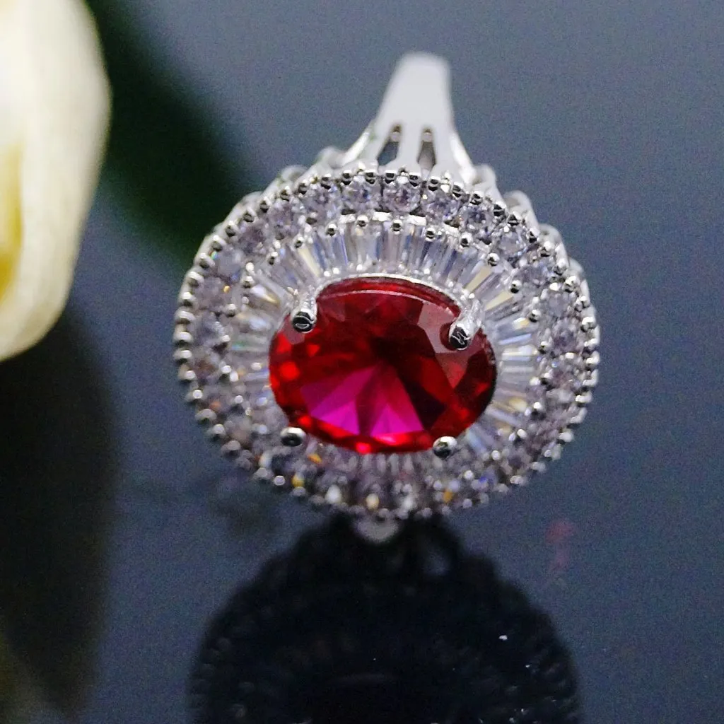 Super Big Ruby and CZ Ring