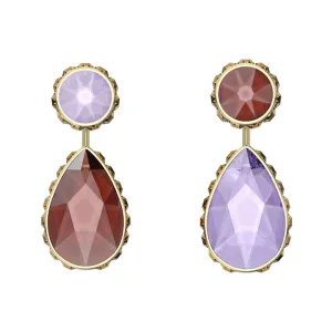 Swarovski Orbita Gold Tone Plated Multicoloured Crystal Drop Cut Asymmetrical Earrings