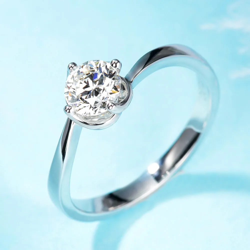 Swirl Style Solitaire GIA Diamond Engagement Ring