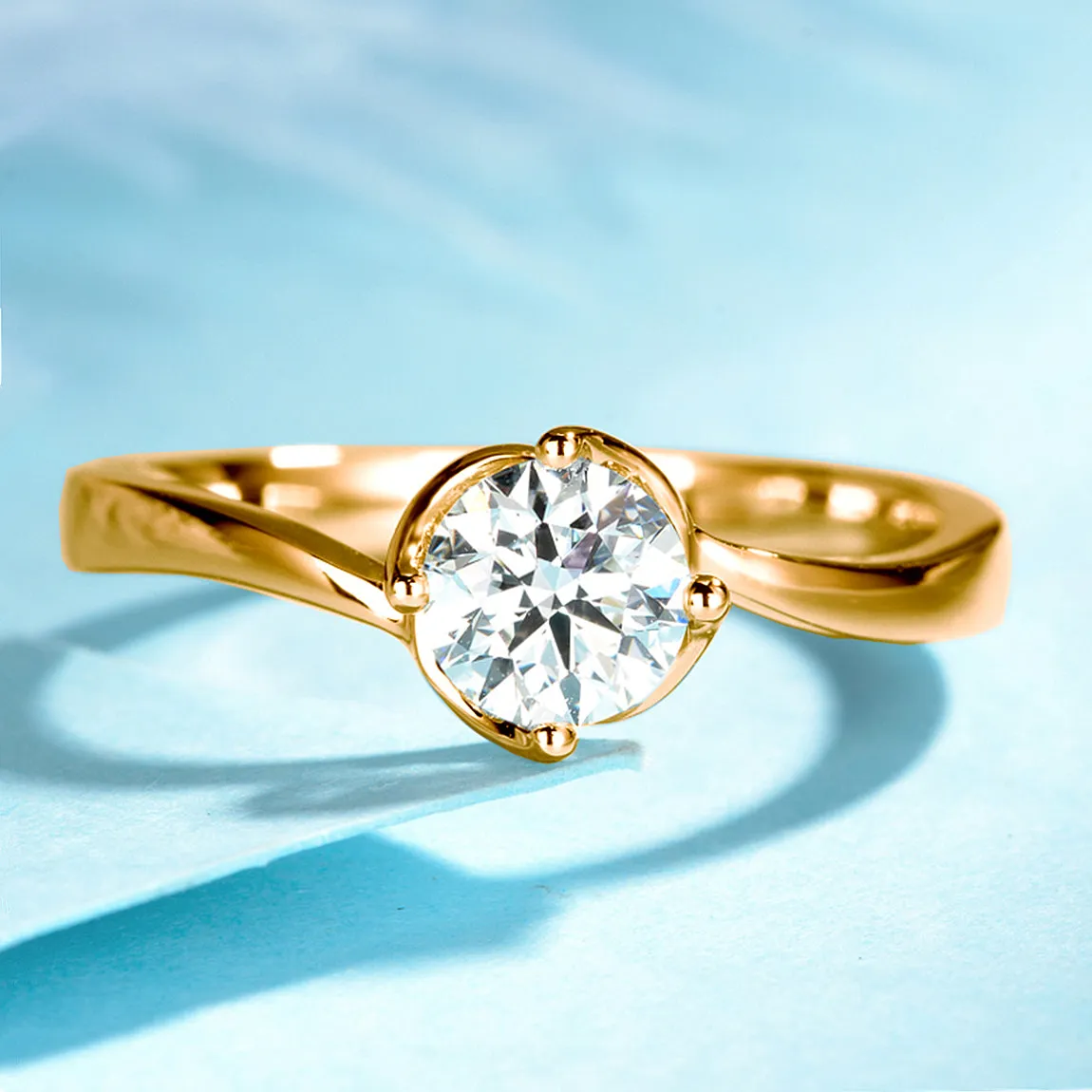 Swirl Style Solitaire GIA Diamond Engagement Ring