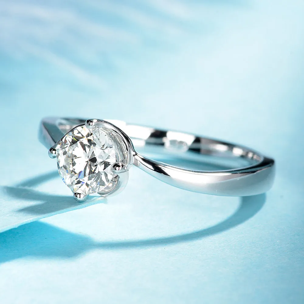 Swirl Style Solitaire GIA Diamond Engagement Ring