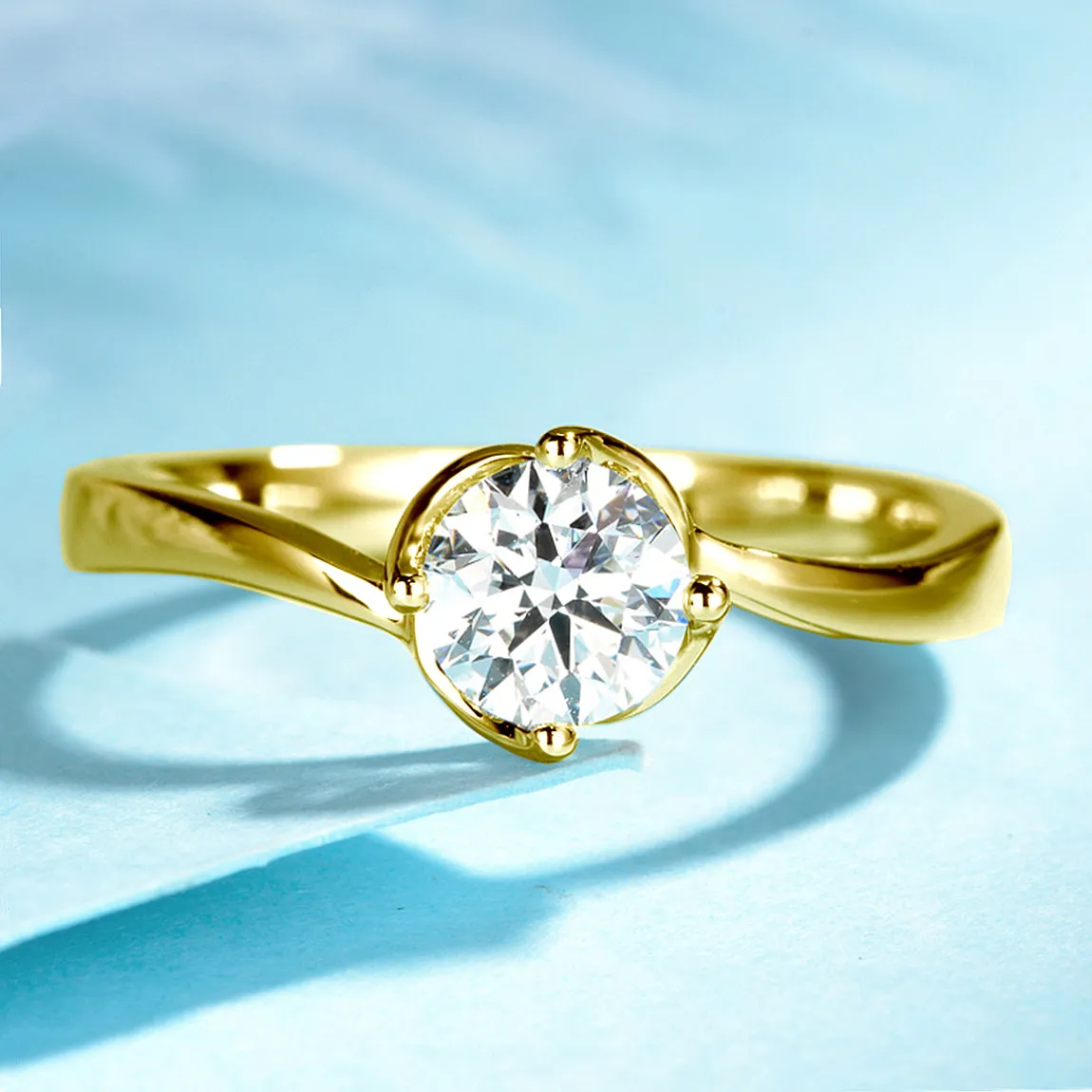 Swirl Style Solitaire GIA Diamond Engagement Ring
