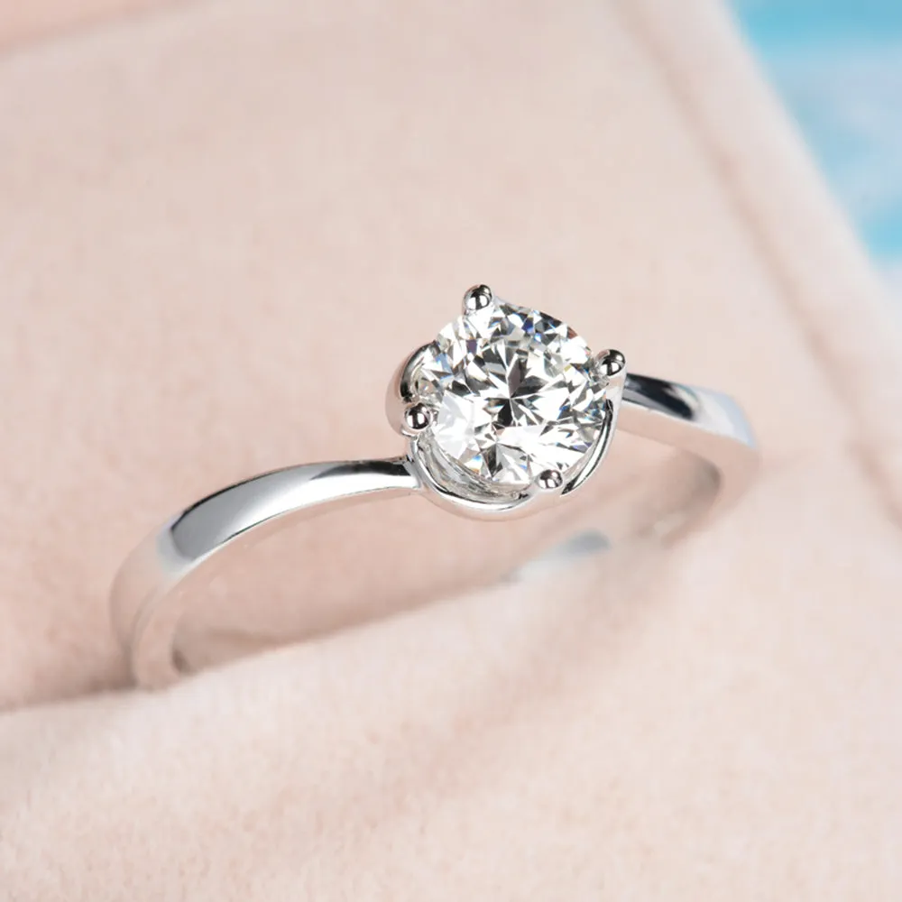 Swirl Style Solitaire GIA Diamond Engagement Ring