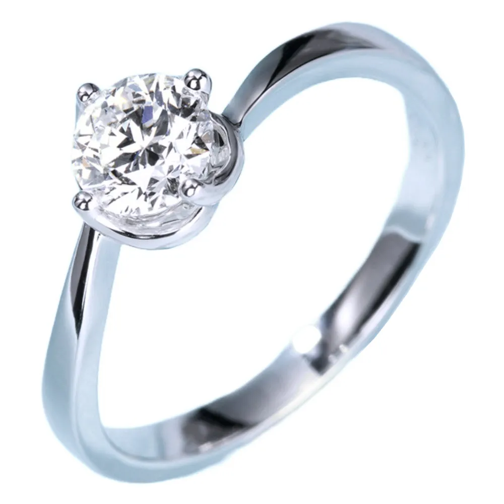 Swirl Style Solitaire GIA Diamond Engagement Ring