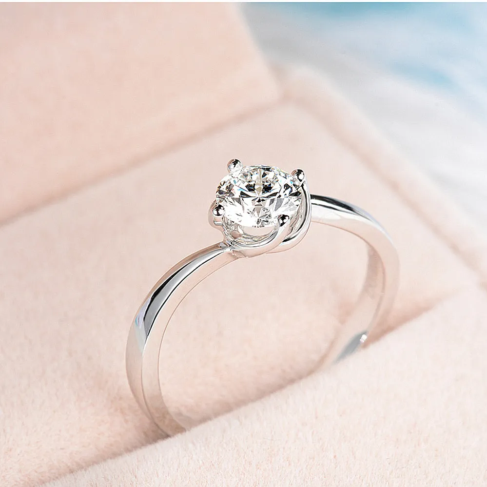 Swirl Style Solitaire GIA Diamond Engagement Ring