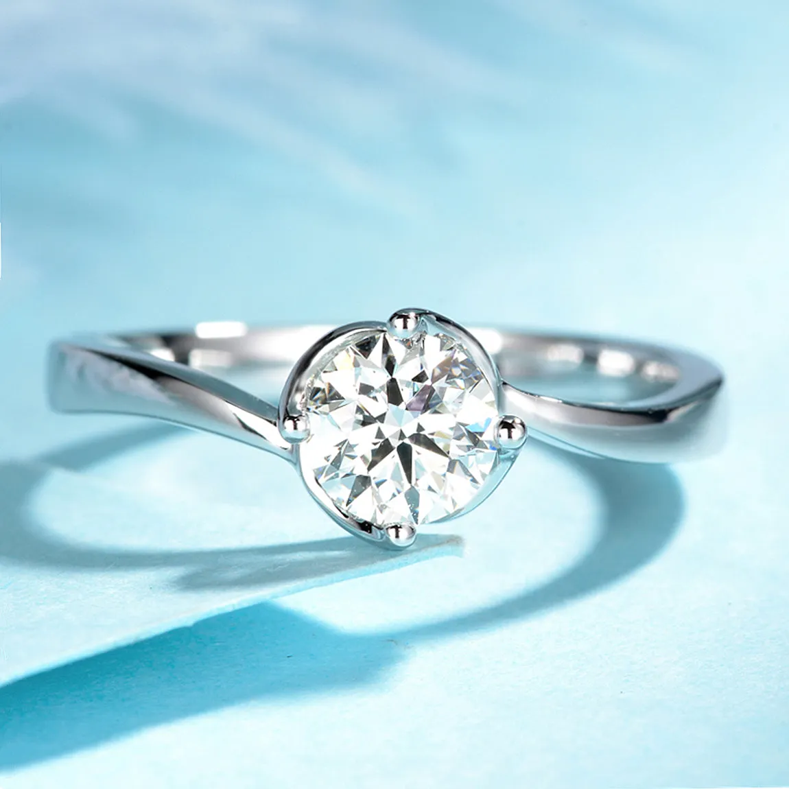 Swirl Style Solitaire GIA Diamond Engagement Ring